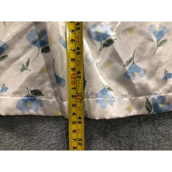 Nightgown Delicates Large Satin White Blue Floral Lace Tradwife Vtg Cottagecore - Picture 6 of 9